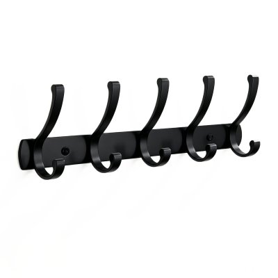 Matte Black Dual-Arm Robe Hook Supplier for Bathroom Projects