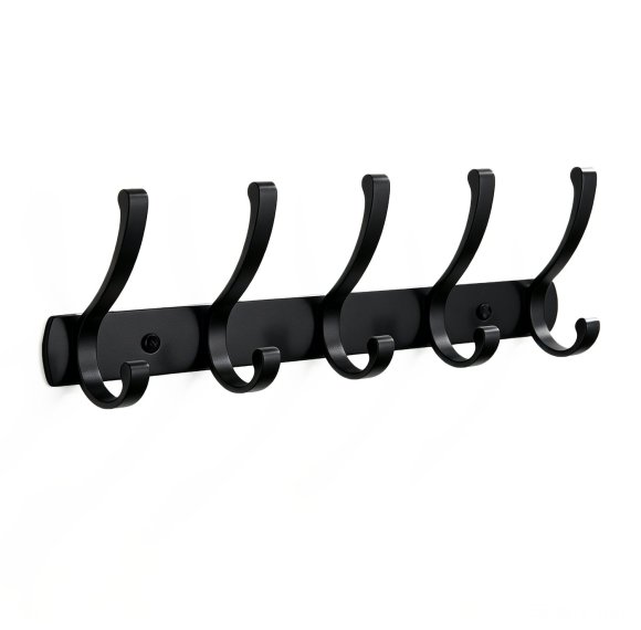 Matte Black Dual-Arm Robe Hook Supplier for Bathroom Projects