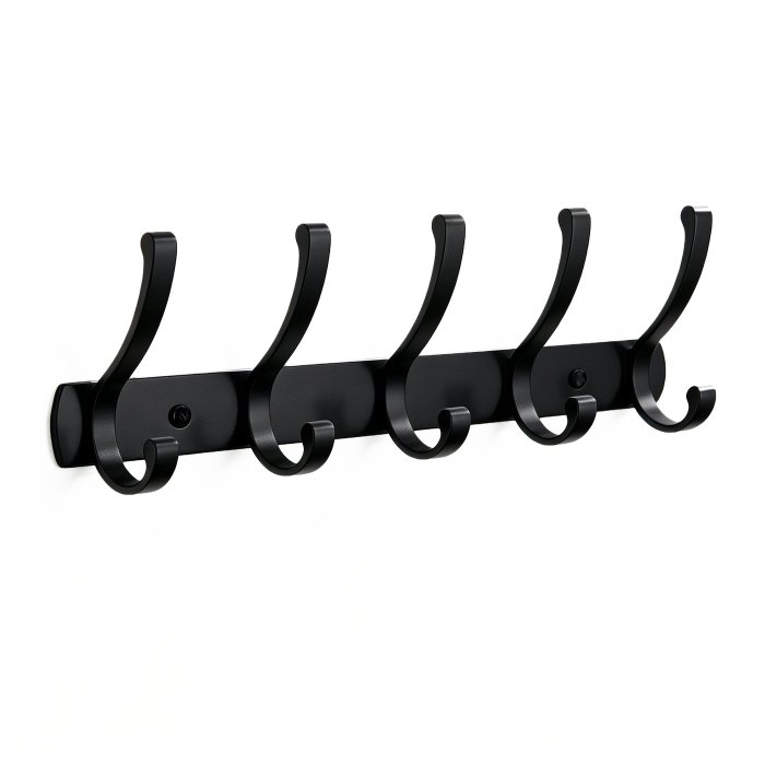 Matte Black Dual-Arm Robe Hook Supplier for Bathroom Projects