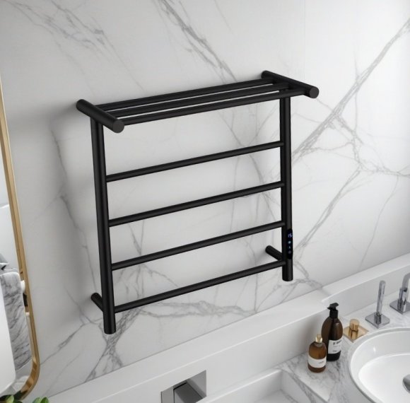 Black Electric Towel Warmer Supplier with Carbon Fiber Heating