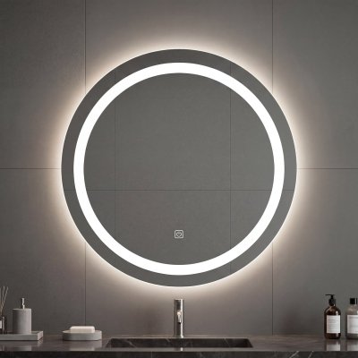 60cm Round LED Bathroom Mirror Supplier with Dual Ring Light and Touch Dimming