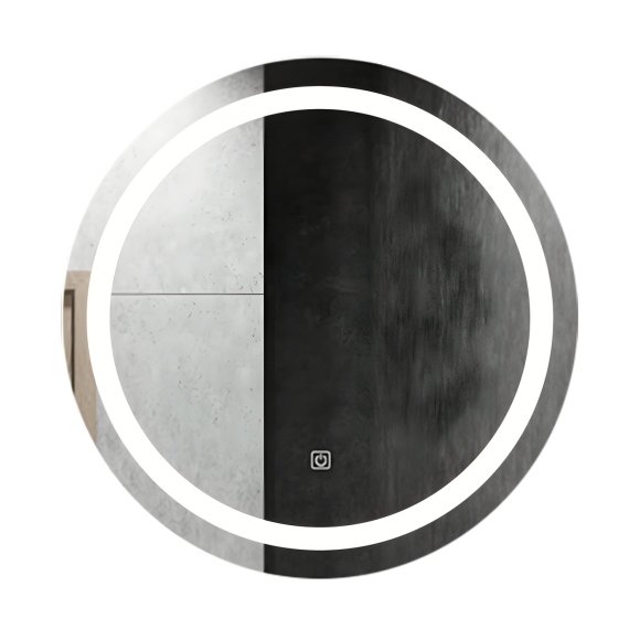 60cm Round LED Bathroom Mirror Supplier with Dual Ring Light and Touch Dimming