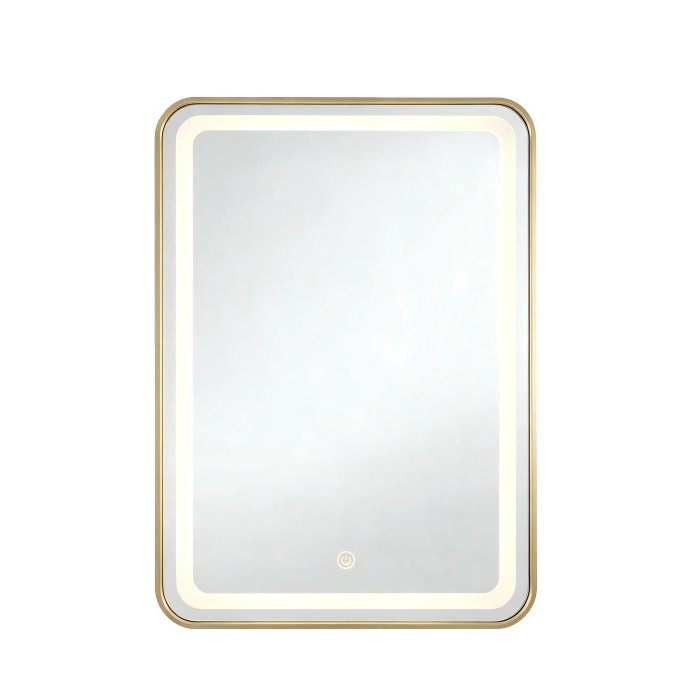 Gold Aluminum Frame LED Bathroom Mirror Supplier with Frosted Ring Dimming