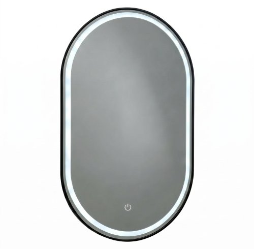 Matte Black Oval LED Bathroom Mirror Supplier for Hotel and Villa Projects
