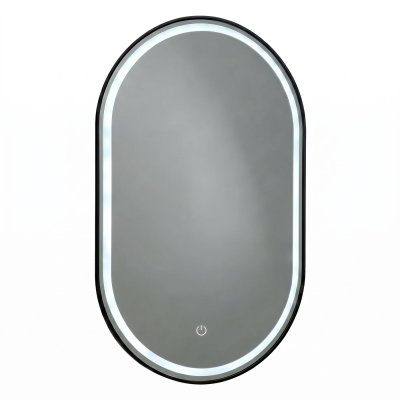 Matte Black Oval LED Bathroom Mirror Supplier for Hotel and Villa Projects