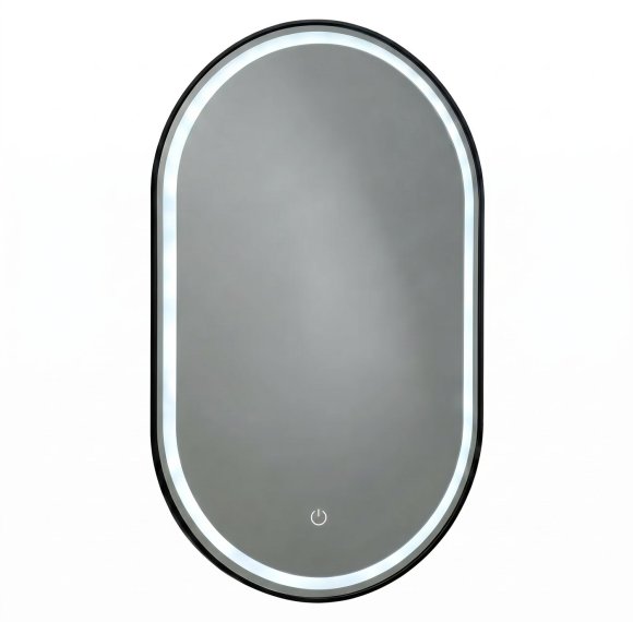 Matte Black Oval LED Bathroom Mirror Supplier for Hotel and Villa Projects