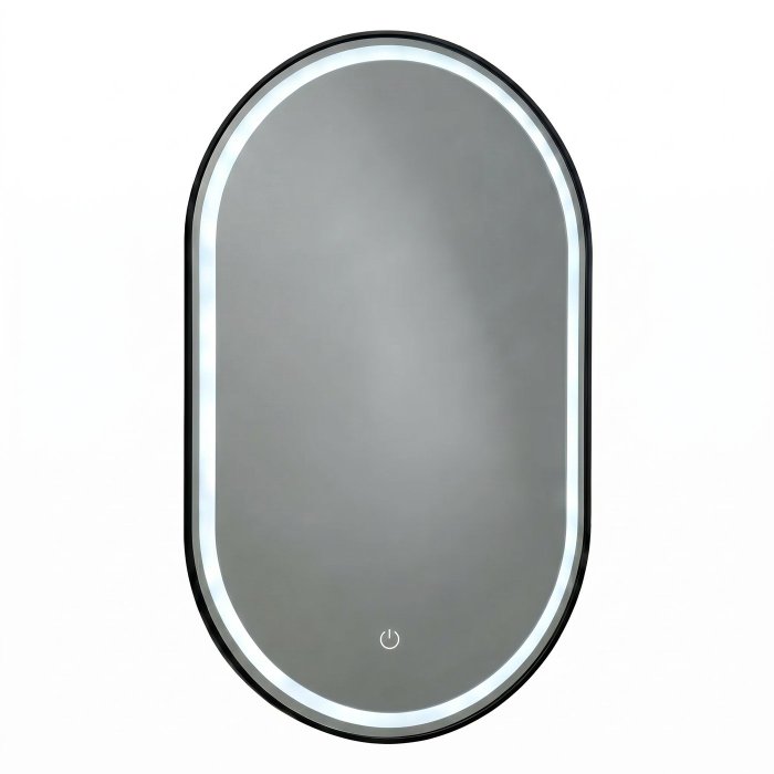 Matte Black Oval LED Bathroom Mirror Supplier for Hotel and Villa Projects