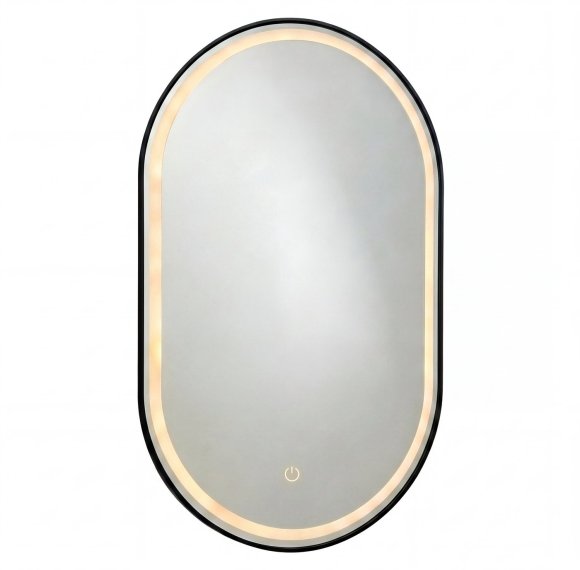 Matte Black Oval LED Bathroom Mirror Supplier for Hotel and Villa Projects