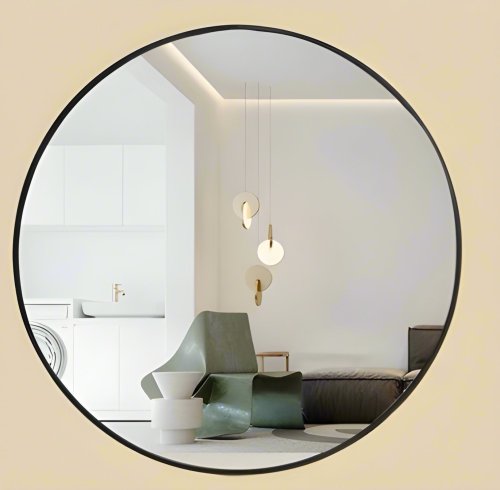 50cm Round Black Bathroom Wall Mirror Supplier with Shatterproof Glass