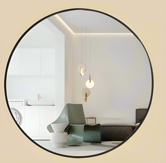 50cm Round Black Bathroom Wall Mirror Supplier with Shatterproof Glass