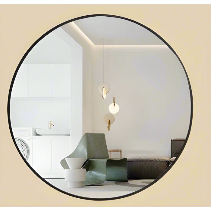 50cm Round Black Bathroom Wall Mirror Supplier with Shatterproof Glass