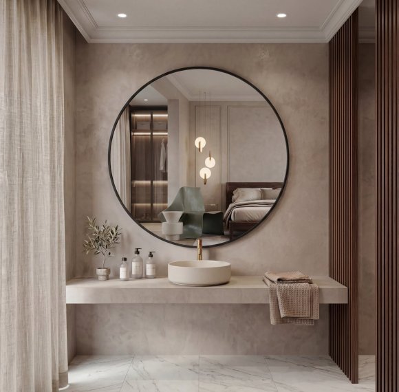 50cm Round Black Bathroom Wall Mirror Supplier with Shatterproof Glass