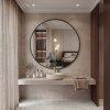 50cm Round Black Bathroom Wall Mirror Supplier with Shatterproof Glass