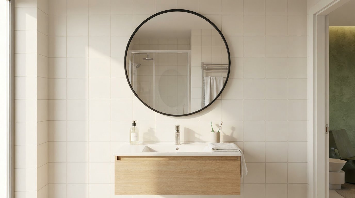50cm Round Black Bathroom Wall Mirror Supplier with Shatterproof Glass