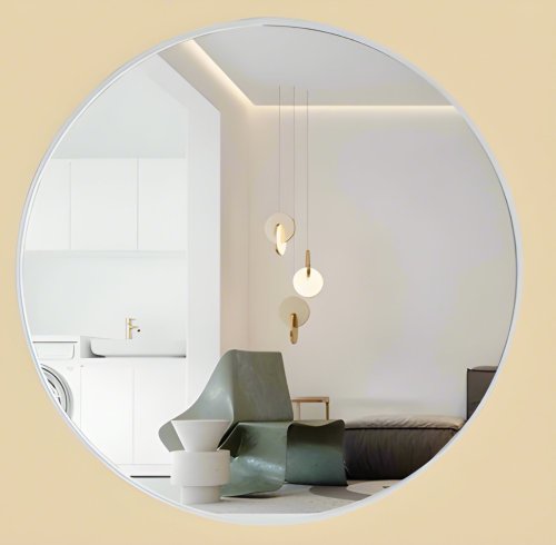 50cm White Round Bathroom Wall Mirror Supplier with Anti-Yellowing Frame
