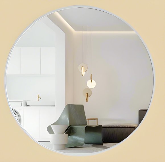 50cm White Round Bathroom Wall Mirror Supplier with Anti-Yellowing Frame