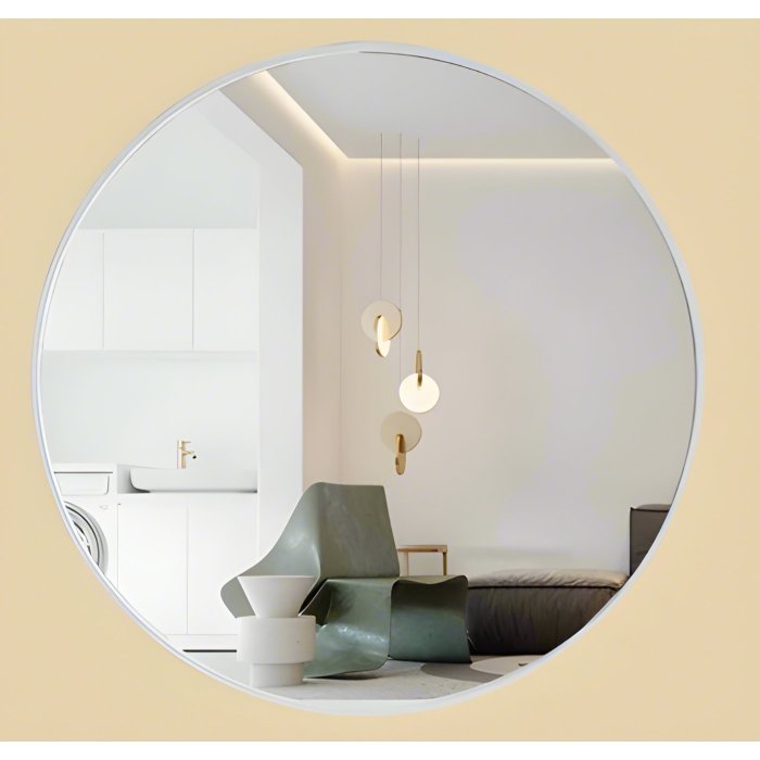 50cm White Round Bathroom Wall Mirror Supplier with Anti-Yellowing Frame