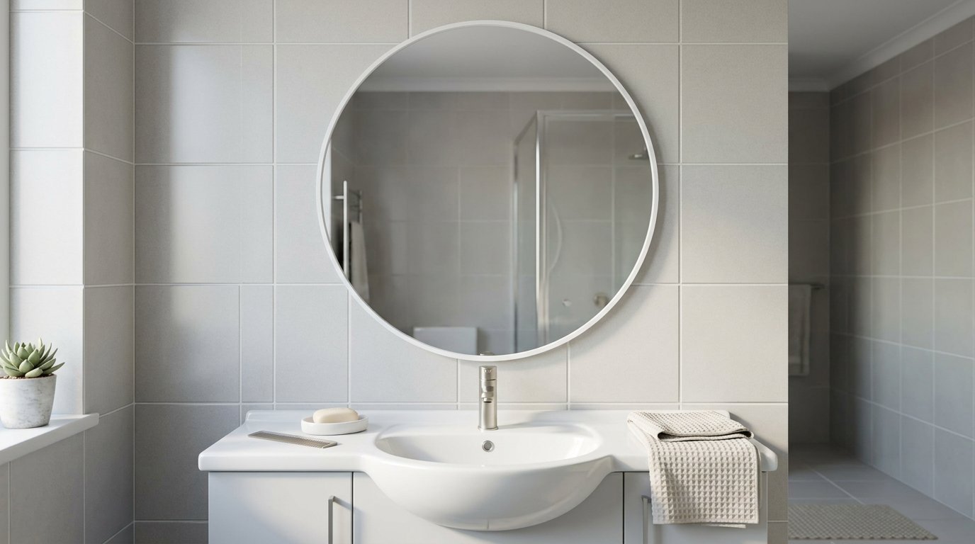 50cm White Round Bathroom Wall Mirror Supplier with Anti-Yellowing Frame