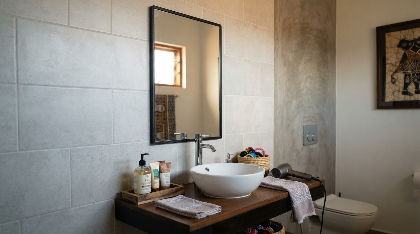 Industrial Black Mirror with Shatterproof Glass