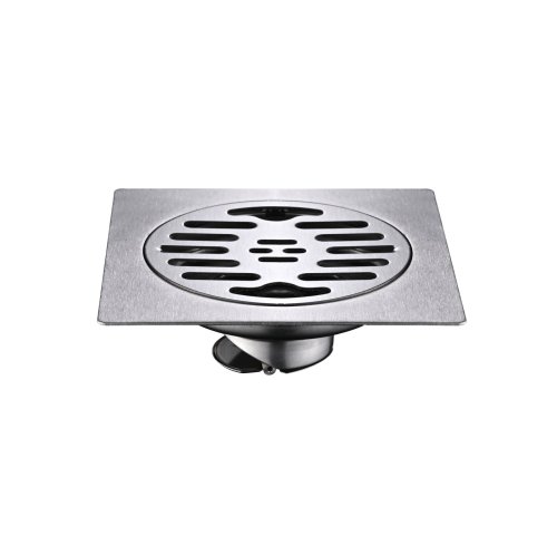 Brushed Nickel 15x15cm Square Floor Drain Supplier with Removable Strainer