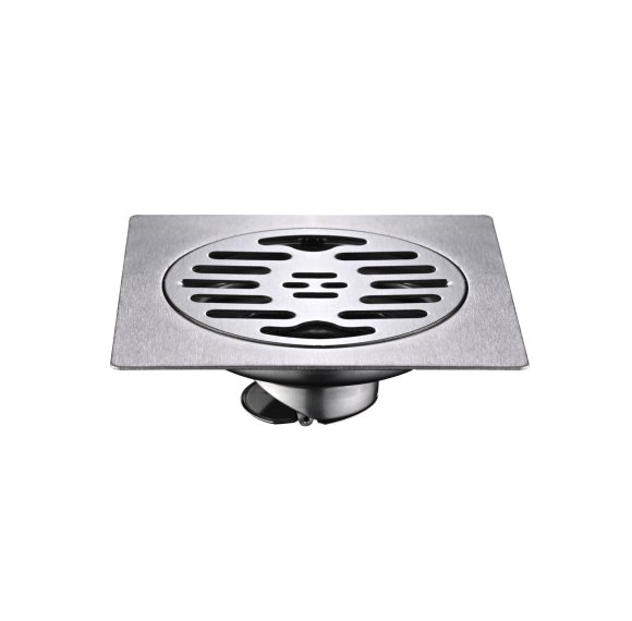 Brushed Nickel 15x15cm Square Floor Drain Supplier with Removable Strainer