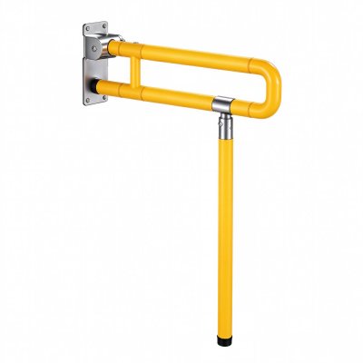 Yellow Flip Up Safety Grab Bar Supplier for Elderly Bathroom Use