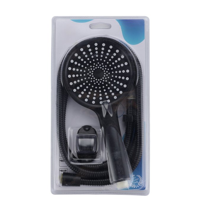 Matte Black Hand Shower Set Supplier with Chrome Hose and Wall Bracket