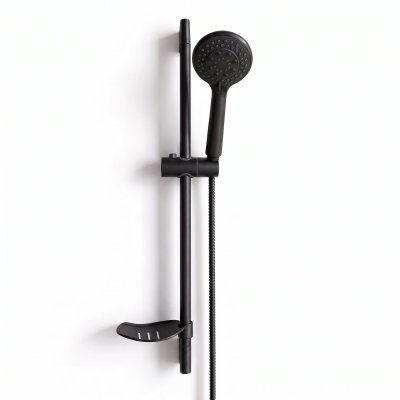 Matte Black Hand Shower Set with Sliding Bar and Adjustable Rail Supplier