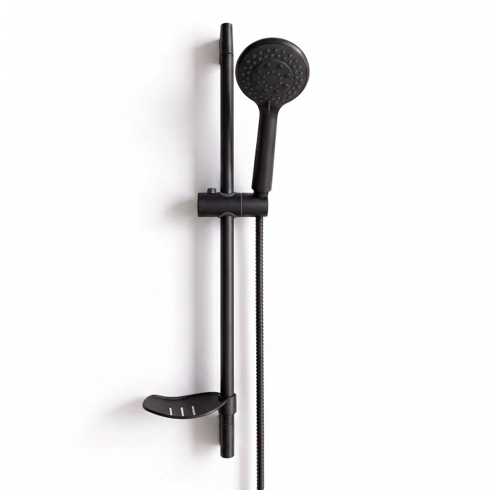 Matte Black Hand Shower Set with Sliding Bar and Adjustable Rail Supplier
