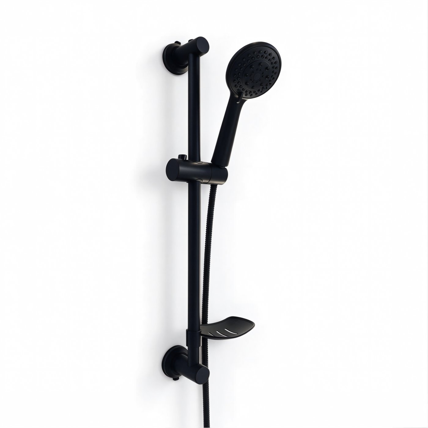 Matte Black Slider Bar Hand Shower Set Supplier with Push Button Adjustment