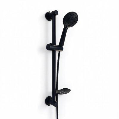 Matte Black Slider Bar Hand Shower Set Supplier with Push Button Adjustment