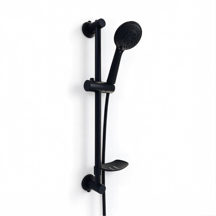 Matte Black Slider Bar Hand Shower Set Supplier with Push Button Adjustment