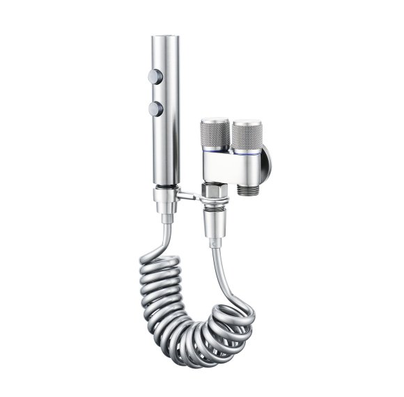Chrome Bidet Sprayer Set Supplier with Dual Outlet Angle Valve