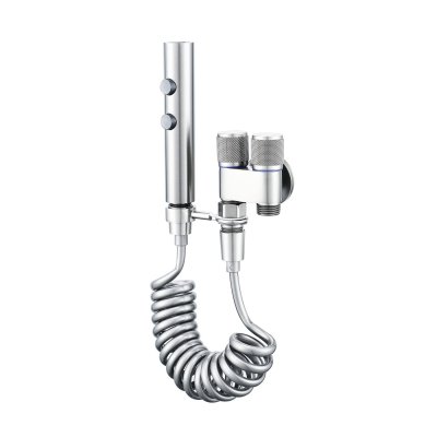Chrome Bidet Sprayer Set Supplier with Dual Outlet Angle Valve