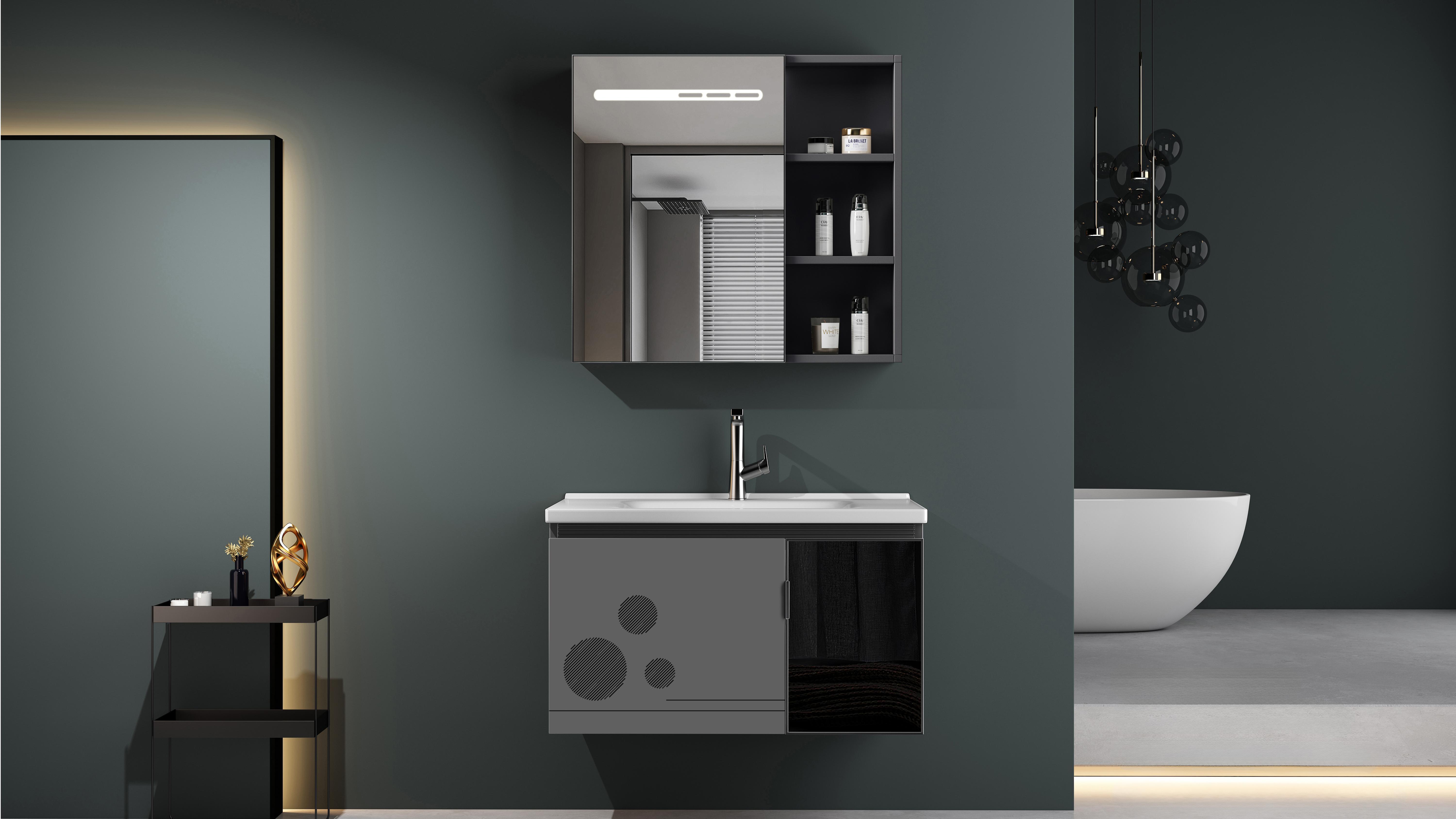 OYAQUA CB-1513-80 800 mm high-density board vanity with neutral finish