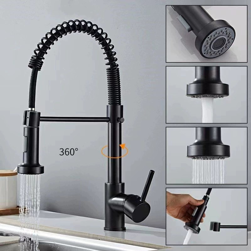 OYAQUA KM-619K matte black kitchen mixer with pull-out spray head
