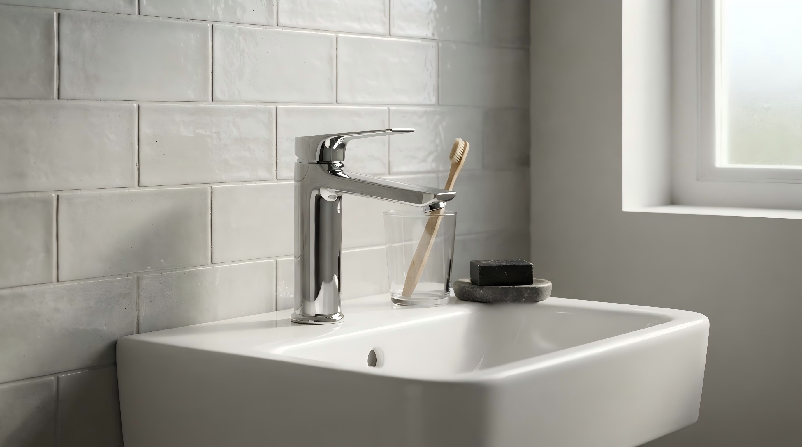 OYAQUA BM-315C basin mixer, polished chrome plating on a zinc alloy body