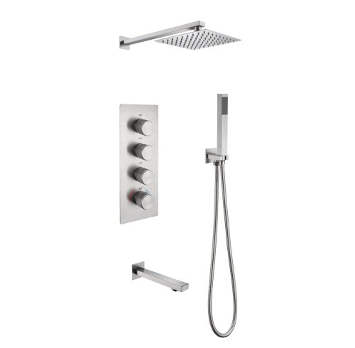 Brushed Nickel 3 Way Concealed Shower System Supplier with Thermostatic Valve