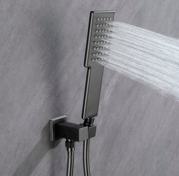 Grey 4 Way Concealed Shower System Supplier with 550mm Dual Mode Head