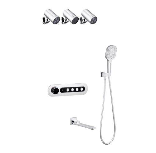 Chrome 4 Way Concealed Shower System Supplier with LCD Temperature Display
