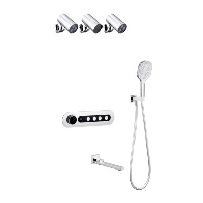 Chrome 4 Way Concealed Shower System Supplier with LCD Temperature Display