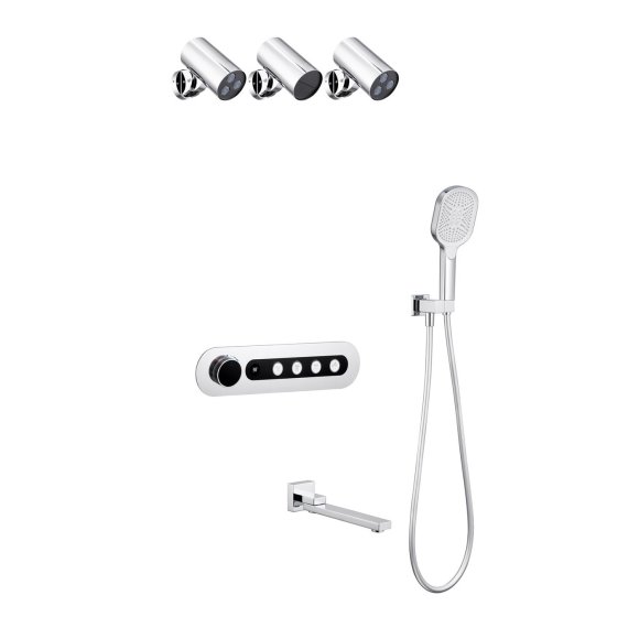 Chrome 4 Way Concealed Shower System Supplier with LCD Temperature Display