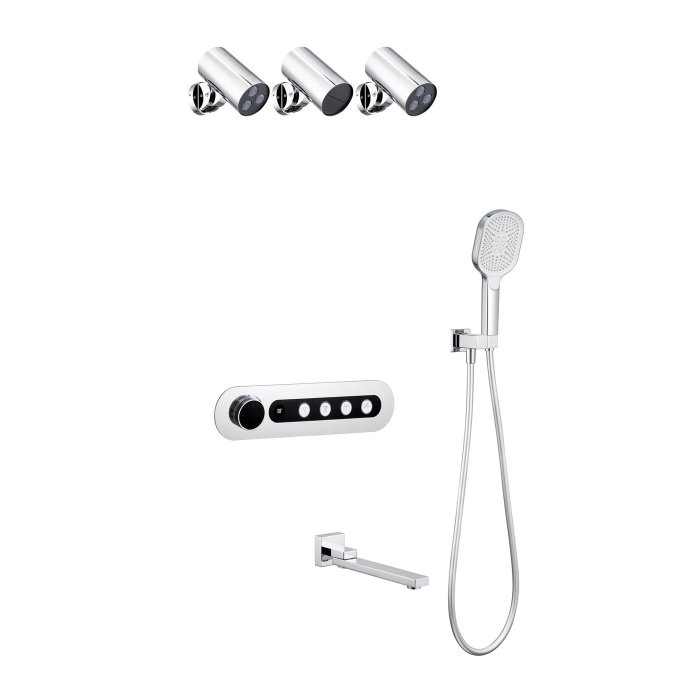 Chrome 4 Way Concealed Shower System Supplier with LCD Temperature Display
