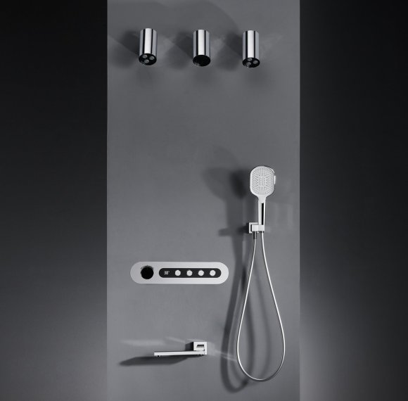 Chrome 4 Way Concealed Shower System Supplier with LCD Temperature Display