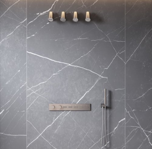 Grey 5 Way Concealed Shower System Supplier with Four Spray Mode Head