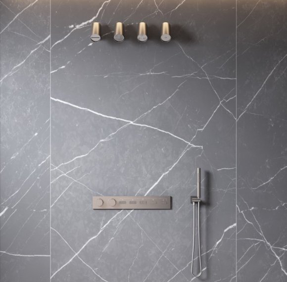 Grey 5 Way Concealed Shower System Supplier with Four Spray Mode Head