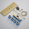 Brushed Gold 6 Way Ceiling Shower System Supplier with LED Temp Screen