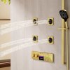 Brushed Gold 6 Way Ceiling Shower System Supplier with LED Temp Screen