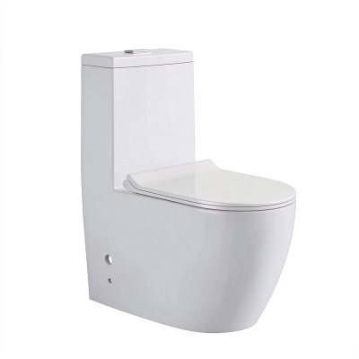 White One Piece Toilet Supplier with Skirted Trapway and Soft Close Seat