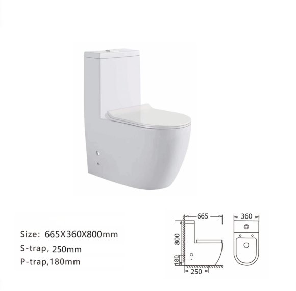 White One Piece Toilet Supplier with Skirted Trapway and Soft Close Seat